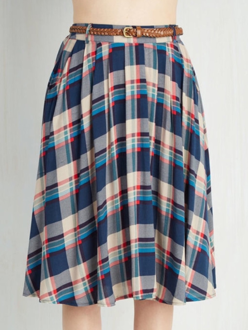 ModCloth Breathtaking Tiger Lilies Plaid Midi Skirt